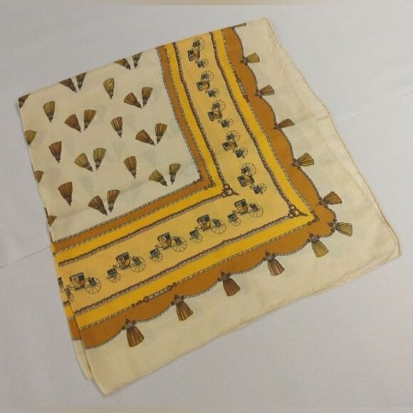 Vintage 💯 Silk Scarf Rolled Hem Caleche - Picture 6 of 9